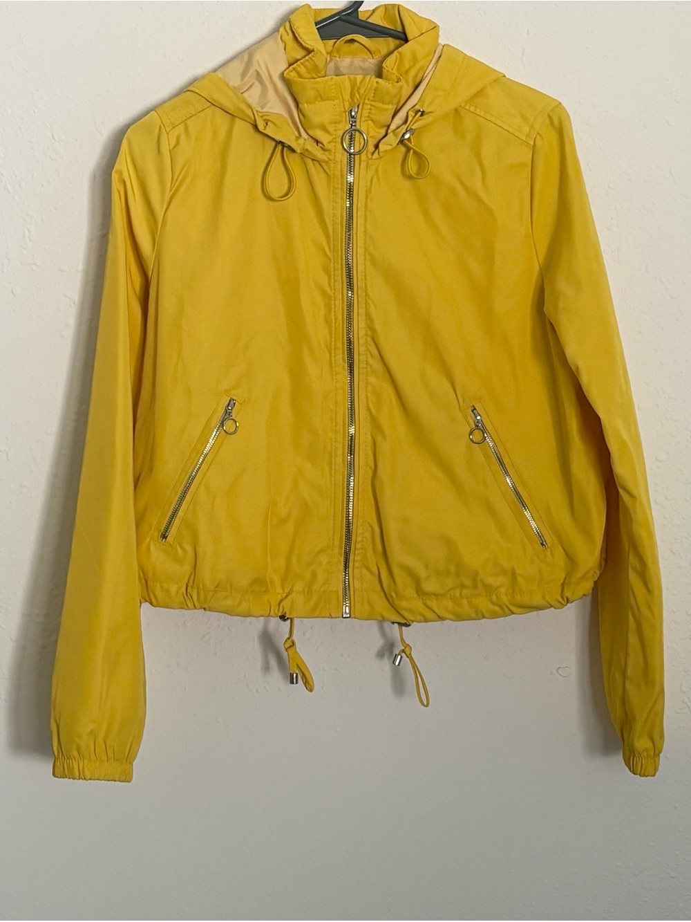Bershka Bright Yellow Hooded Bomber Jacket